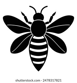 one Bee silhouette vector illustration