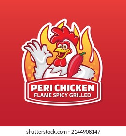 One of Best Smile Chicken Mascot of Yummy Finger Hands Vector Design