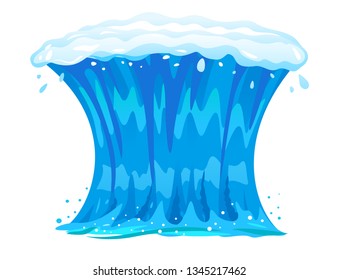 One big blue ocean wave in front view isolated, wonderful surfing wave illustration