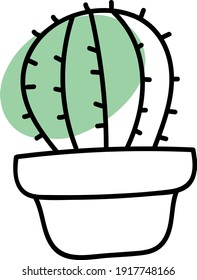 One big cactus with a green dot, illustration, vector on white background.