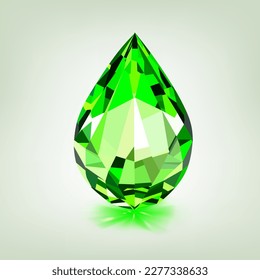 Ein großer Kristall-Tropfen in grüner Farbe mit Glasseisen und Schatten