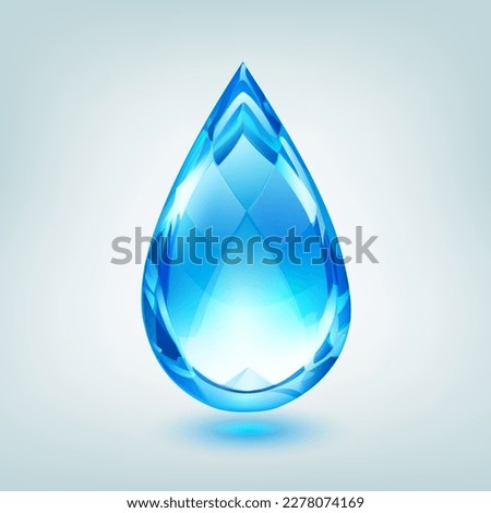 One big crystal drop in light blue color with glares and shadow