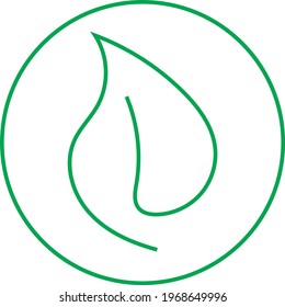 One big green leaf, icon illustration, vector on white background