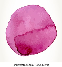One big hand drawn pink watercolor circle, isolated over white.