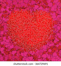 One big heart composed from many small hearts.Heart vector background isolated.Valentine day.