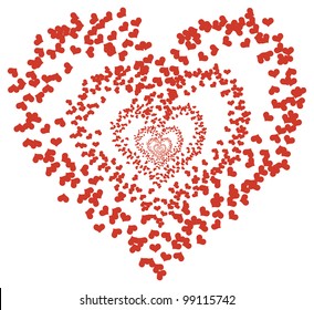 one big heart of many small hearts, on white background, isolated, vector  illustration