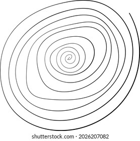 One big isolated spiral. Hand drawn coil in vector. Simple primitive twisted and swirl spiral.