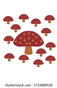 One big mushroom and several small mushrooms