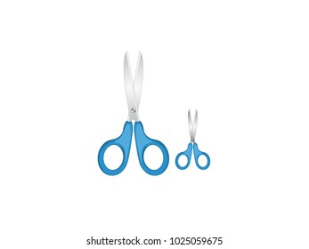 One Big Pair of Scissors and One Small Pair of Scissors - Cartoon Vector Image