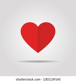One big paper heart isolated on a white background. Vector Illustration.