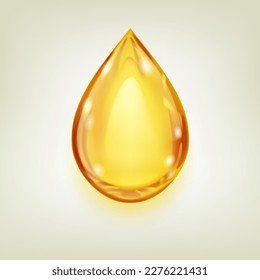 Una gran gota de agua realista en color amarillo con bombillas y sombra
