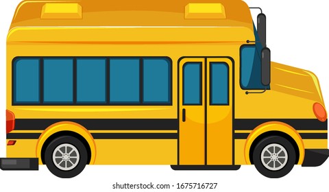 One big school bus on white background illustration