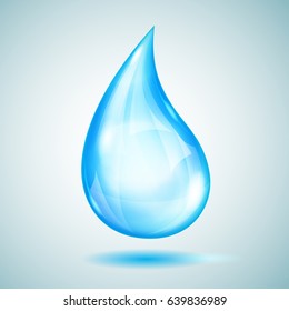 One big transparent light blue drop with shadow