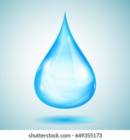 One big transparent light blue drop with shadow