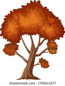 One big tree on white background illustration