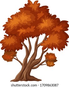 One big tree on white background illustration