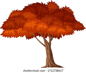 One big tree on white background illustration