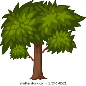 Un árbol grande sobre la ilustración de fondo blanco
