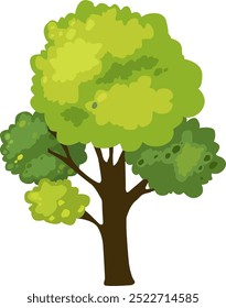 One big tree on white background illustration