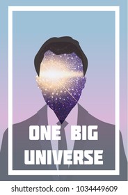 One big universe quote. Double exposure vector poster. Business people silhouette. Universe and stars. Quote for Inspiration. stock vector