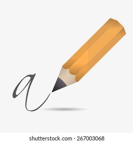 one big wooden vector pencil write letter eps10