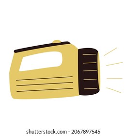 One big yellow lantern for hiking and traveling. Vector illustration in hand-drawn style, isolated on a white background