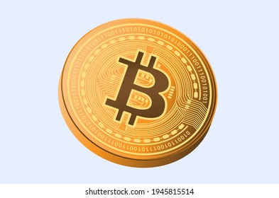Eine Bitcoin-Vektorgrafik - Goldene Münze mit einem leichten Winkel, illustriert.