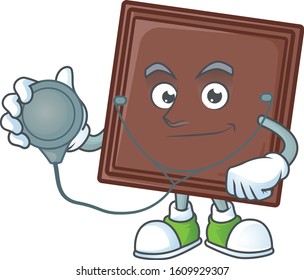 One bite chocolate bar cartoon character style in a Doctor costume with tools