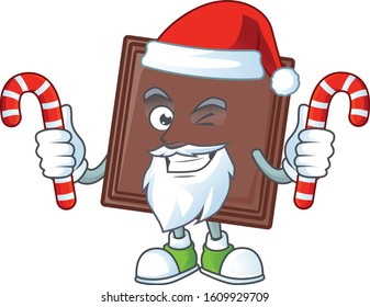 One bite chocolate bar Cartoon character in Santa costume with candy
