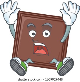 One bite chocolate bar icon character with shocked gesture