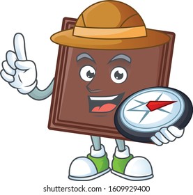 One bite chocolate bar stylized Explorer with a compass