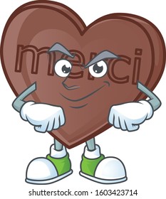 One bite love chocolate mascot cartoon character style with Smirking face
