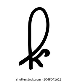 one black "k" letter on a white background