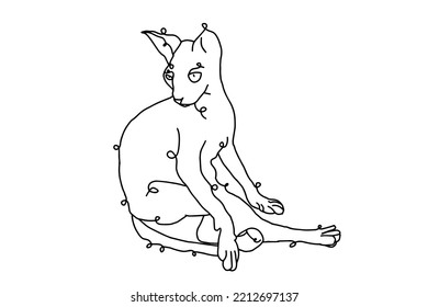 un dibujo de una línea negra de un gato