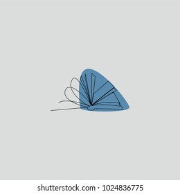 One black line hand draw of a book on gray background.