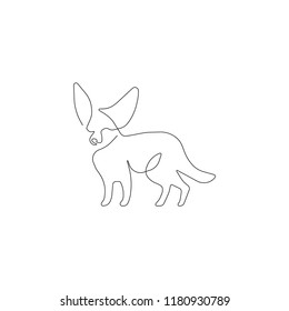 One black line hand draw of fox on white background