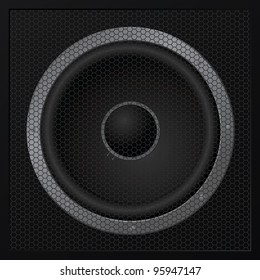One black loudspeaker closeup - vector eps8