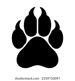 One black panther paw print silhouette icon vector illustration design.