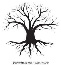 Un árbol negro sobre fondo blanco. Patrón realista. Vector de fondo natural. Forma natural orgánica. Imagen de archivo. EPS 10.