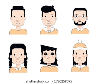 Un blanco de diferentes estilos, un hombre de confianza, un hombre lindo, un trabajador de oficina, un hombre inteligente, una chica linda, una chica de moda, una chica de invierno, un chico lindo. Para tu avatar, sitio web y postales.