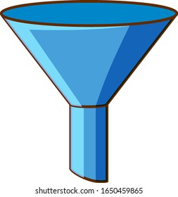 One blue funnel on white background illustration