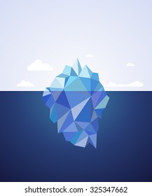 One Blue Iceberg on water. Vector illustration