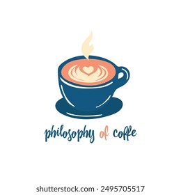 one blue isolated simple flat cup of coffee on the white background. vector flat art. simple digital illustration with blue mug. vector illustration with mug