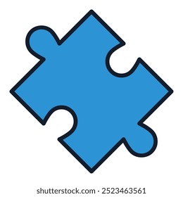 One Blue Jigsaw Puzzle Piece vector concept colored icon or sign