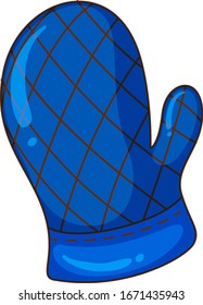 One blue mitten on white background illustration