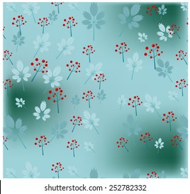 One, blue pattern with flowers and leaves