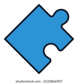One Blue Puzzle Piece vector Jigsaw Puzzles concept colored icon or symbol