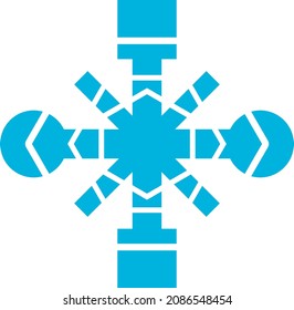 one blue snowflake on a white background