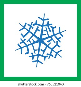 One blue snowflake on white isolated background