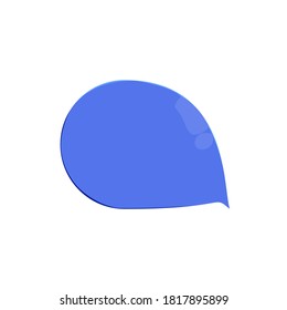 One blue speech bubble isolated on a white background, water drop shape.